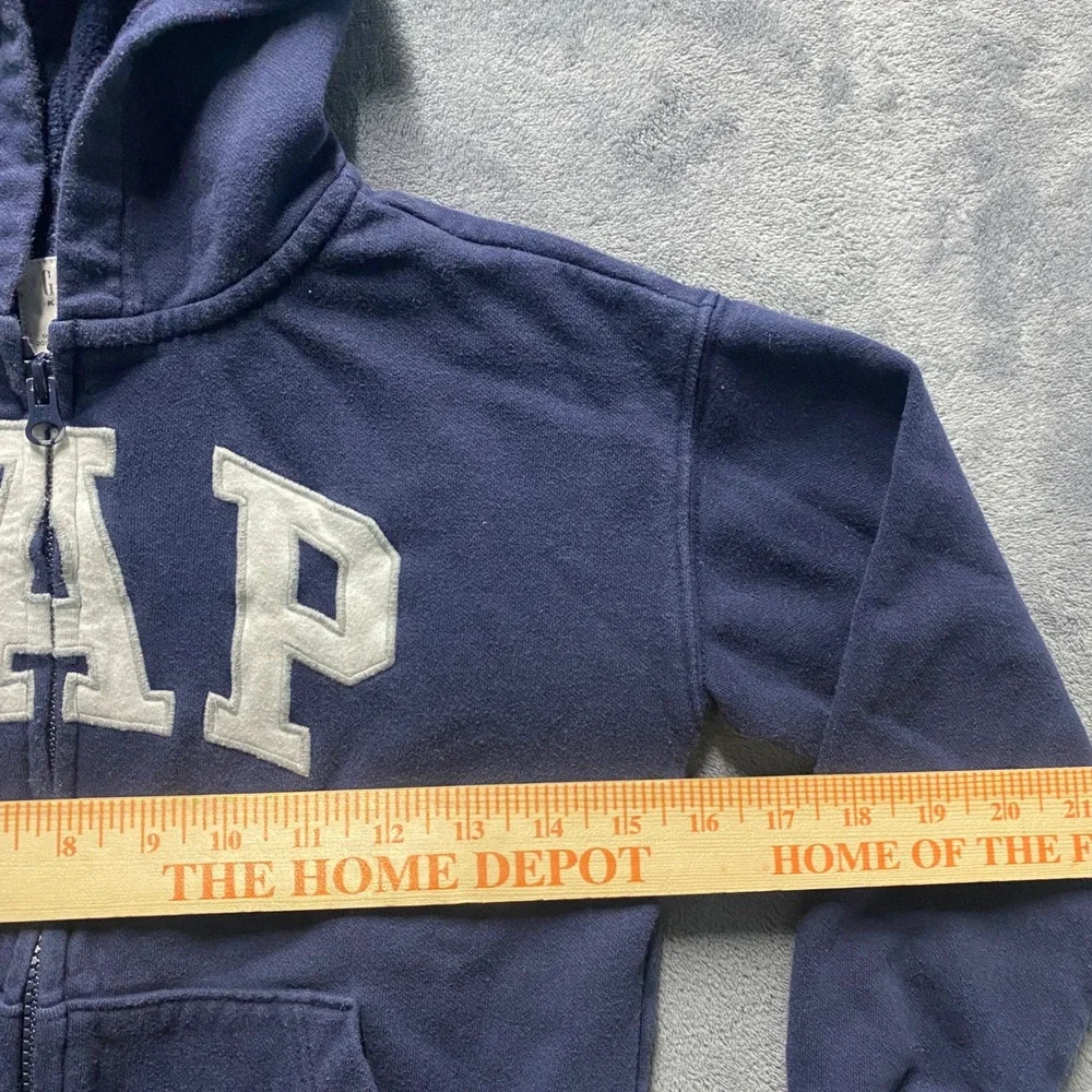 Gap Kids Full Zip Fleece Hoodie Sweatshirt Boys Small Navy Blue Arch Logo